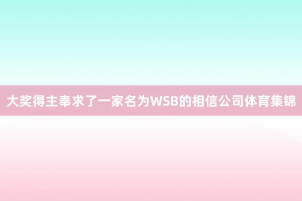 大奖得主奉求了一家名为WSB的相信公司体育集锦