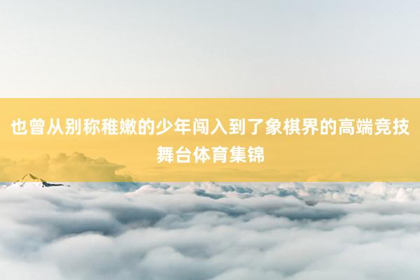 也曾从别称稚嫩的少年闯入到了象棋界的高端竞技舞台体育集锦